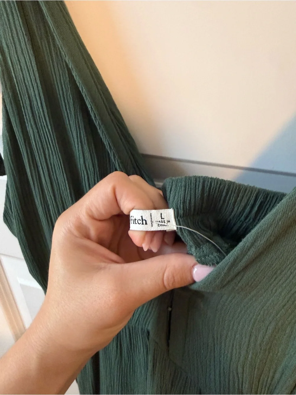 Abercrombie Tie-Shoulder Deep V Maxi Dress in Forest Green